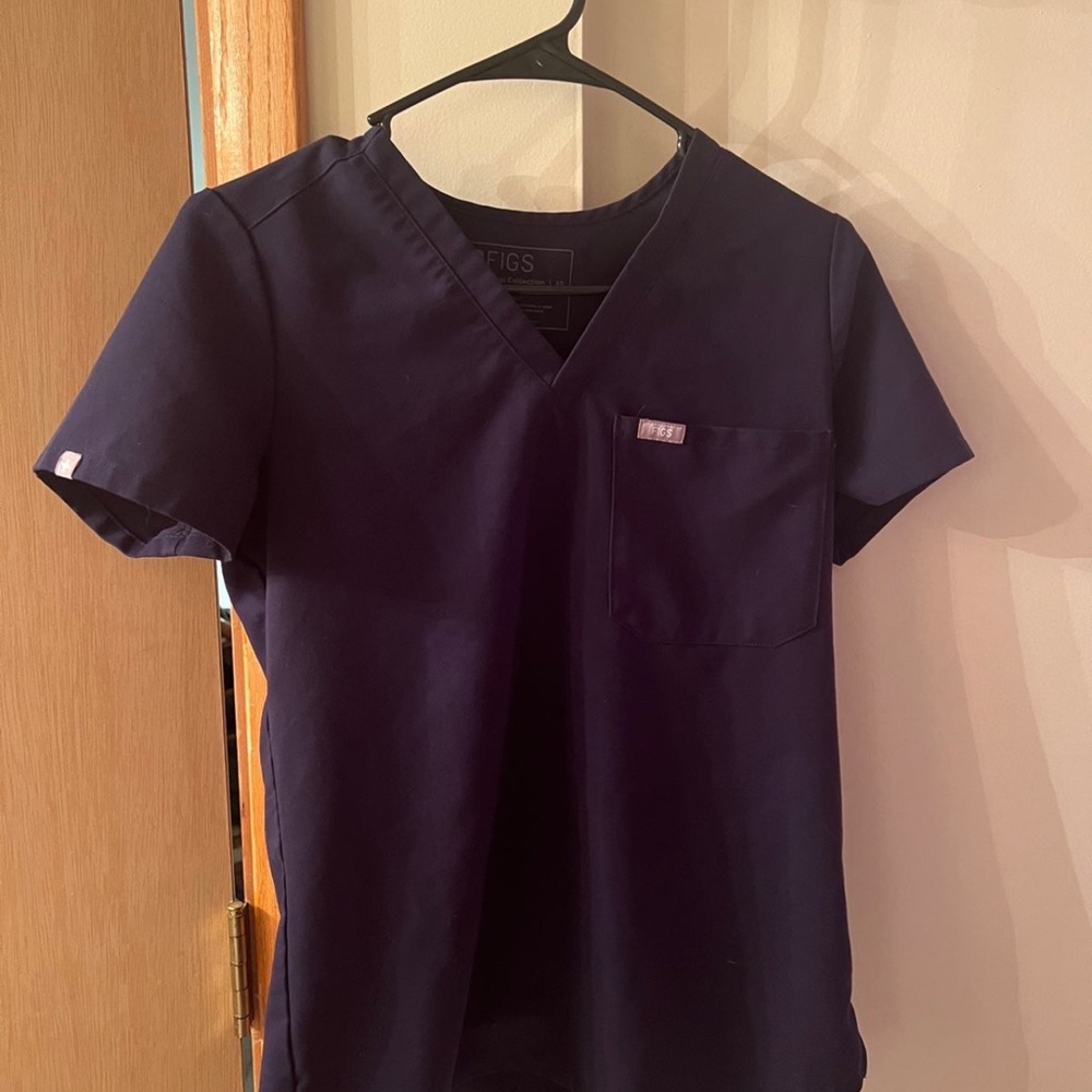 Navy blue figs scrub top